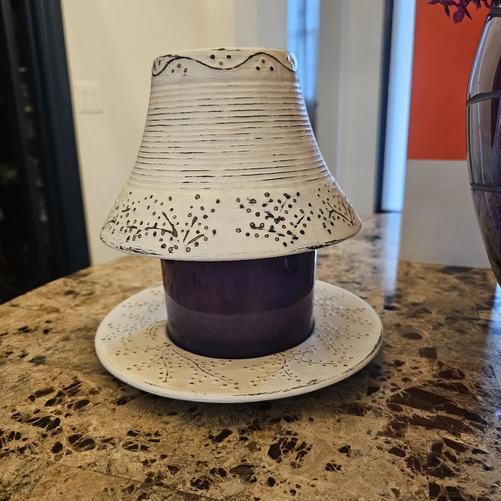 Yankee Candle Large Stoneberry Shade & Plate RARE WHITE Set Jar Candle Topper 👀